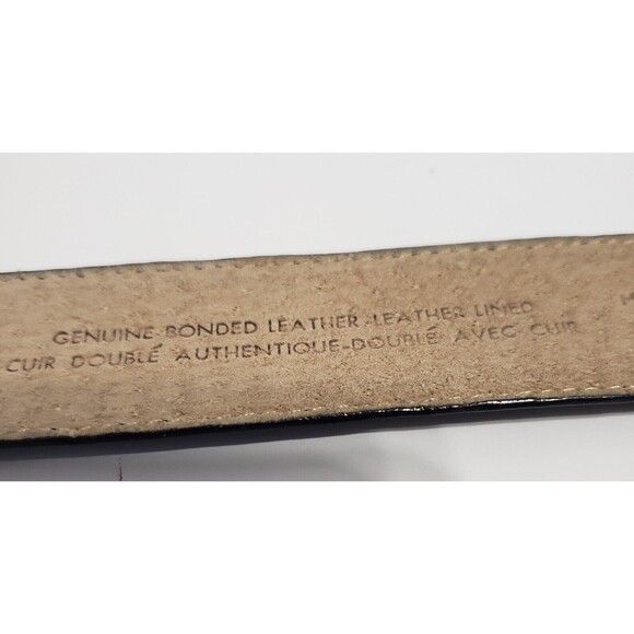 Liz Claiborne Navy Blue Leather Belt Womens Size Medium Brass Buckle Style 24063 - Picture 5 of 12